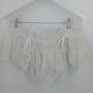 SHEIN Ruffle Lace Shorts Womens Large White Boho Fairycore Coquette